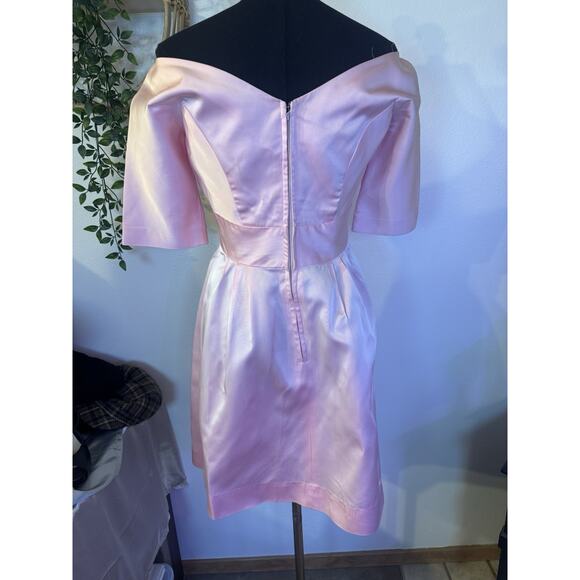 Vintage Pink Lorrie Deb Heavy Satin Dress MCM Coquette Mad Men Balletcore - Picture 8 of 16